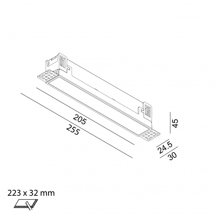 Точечный светильник LTX 01.2180.6.930.BK + VARIO FRAME3 Vario Linea 218 Trimless, 6.3 Вт, 754 лм, 3000K