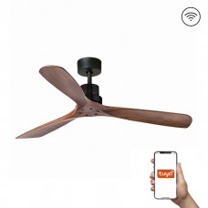Потолочный вентилятор Faro 33516DCWT Lantau L DC 1320 Black Matt 3 Blades Walnut Tuya