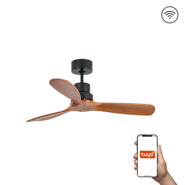Стельовий вентилятор Faro 33517DCWT Mini Lantau S DC 1070 Black Matt 3P Walnut Tuya