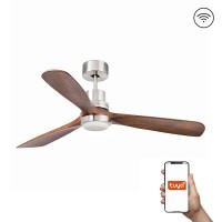 Люстра-вентилятор Faro 33518DCWT Lantau L DC 1320 Niq Mat 3 P Walnut LED 15W Tuya