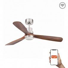 Люстра-вентилятор Faro 33518DCWT Lantau L DC 1320 Niq Mat 3 P Walnut LED 15W Tuya