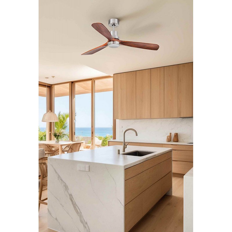 Люстра-вентилятор Faro 33518DCWW Lantau L DC 1320 Niq Mat 3 P Walnut LED 15W Wiz