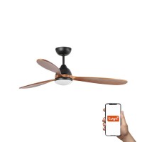 Люстра-вентилятор Faro 33527WT Poros 1320mm Black 3 Blades Walnut 19W 2700K Tuya