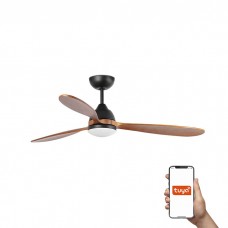 Люстра-вентилятор Faro 33527WT Poros 1320mm Black 3 Blades Walnut 19W 2700K Tuya