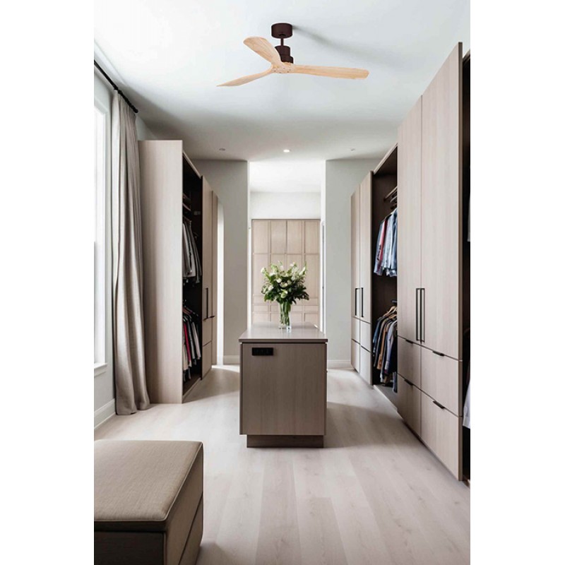 Потолочный вентилятор Faro 33562DCWT Lantau L DC 1320 Brown 3 Blades Pine Tuya