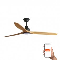 Люстра-вентилятор Faro 33719DCWT Alo DC 1520mm Black 3 Blades Wood 20W CCT Tuya