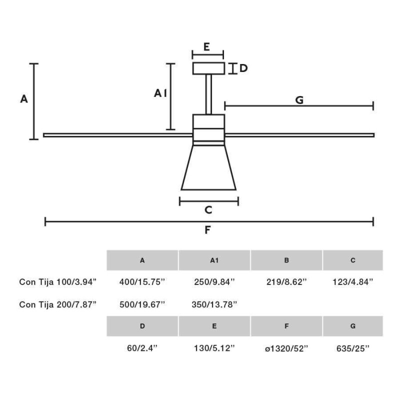 Люстра-вентилятор Faro 33761WW-23 Amelia 1320mm Black 3 Blades Cone 20W CCT Dim Wiz