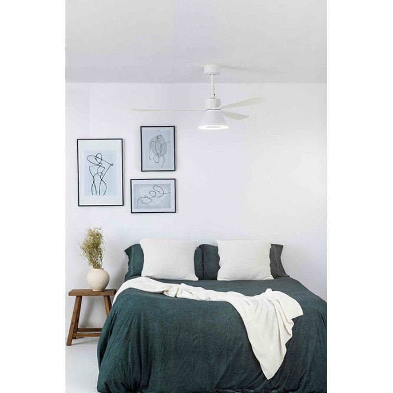 Люстра-вентилятор Faro 33760-22 AMELIA L CONE LED White fan, 20 Вт, 965 лм, 2700K/796lm -3500K/965lm -5000K/915lm
