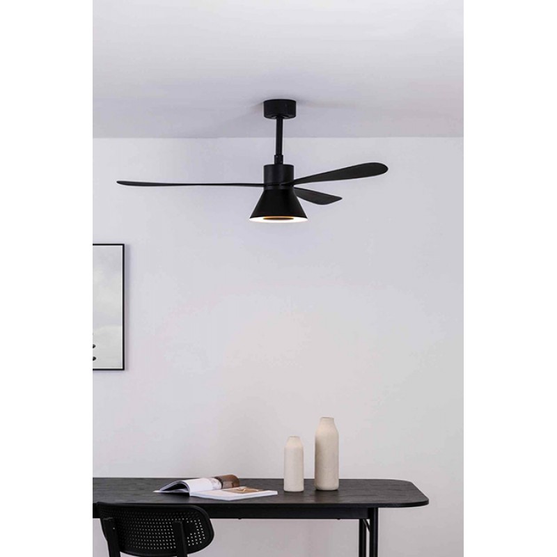 Люстра-вентилятор Faro 33761-23 AMELIA L CONE LED Black fan, 20 Вт, 965 лм, 2700K/796lm -3500K/965lm -5000K/915lm