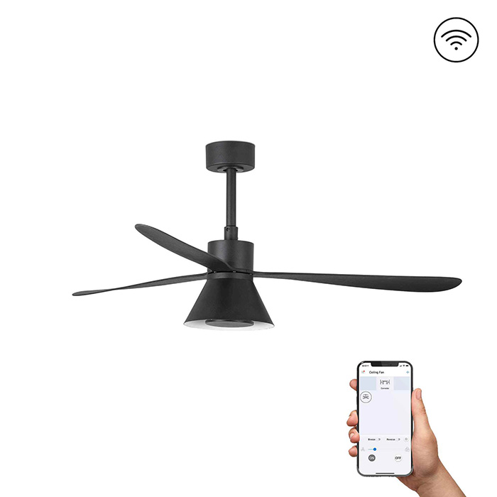 Люстра-вентилятор Faro 33761WW-23 Amelia 1320mm Black 3 Blades Cone 20W CCT Dim Wiz