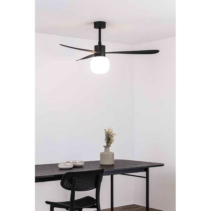 Люстра-вентилятор Faro 33761WT-26 Amelia 1320mm Black 3 Blades Ball 20W 2700K Tuya