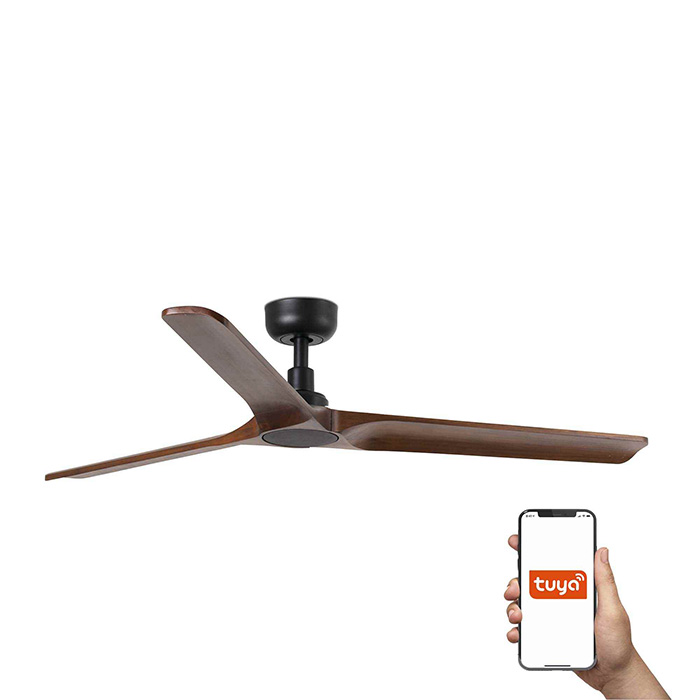Потолочный вентилятор Faro 33809WT Heywood L 1320mm Black 3 Blades Wood Dark Tuya