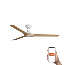 Стельовий вентилятор Faro 33810WT Heywood L 1320mm White 3 Blades Wood Light Tuya