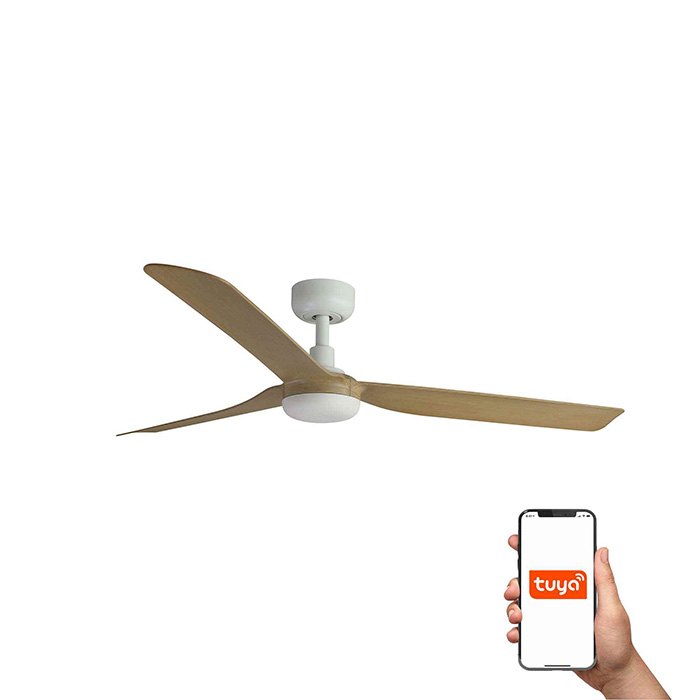 Стельовий вентилятор Faro 33816WT Punt 1300mm White 3 Blades Wood Light Tuya
