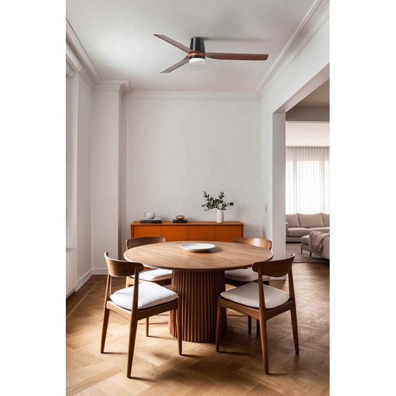 Люстра-вентилятор Faro 33831WT-1TW Punt Tub M 1300 Black 3 P Wood Dark 18W Tuya