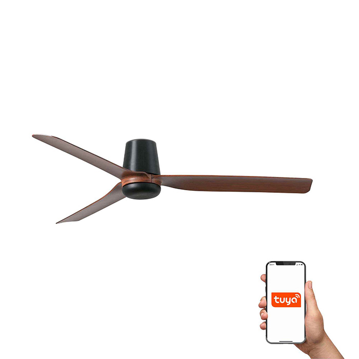Стельовий вентилятор Faro 33831WT Punt Tub M 1300 Black 3 Blades Wood Dark Tuya