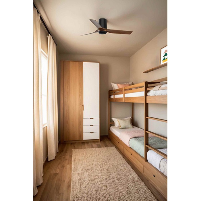 Стельовий вентилятор Faro 33835WT Mini Punt Tub S 900 Negro 3P Wood Dark Tuya