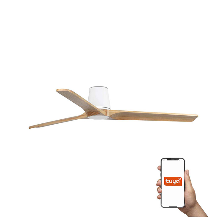 Потолочный вентилятор Faro 33838WT Heywood Tub L 1320 White 3P Wood Light Tuya