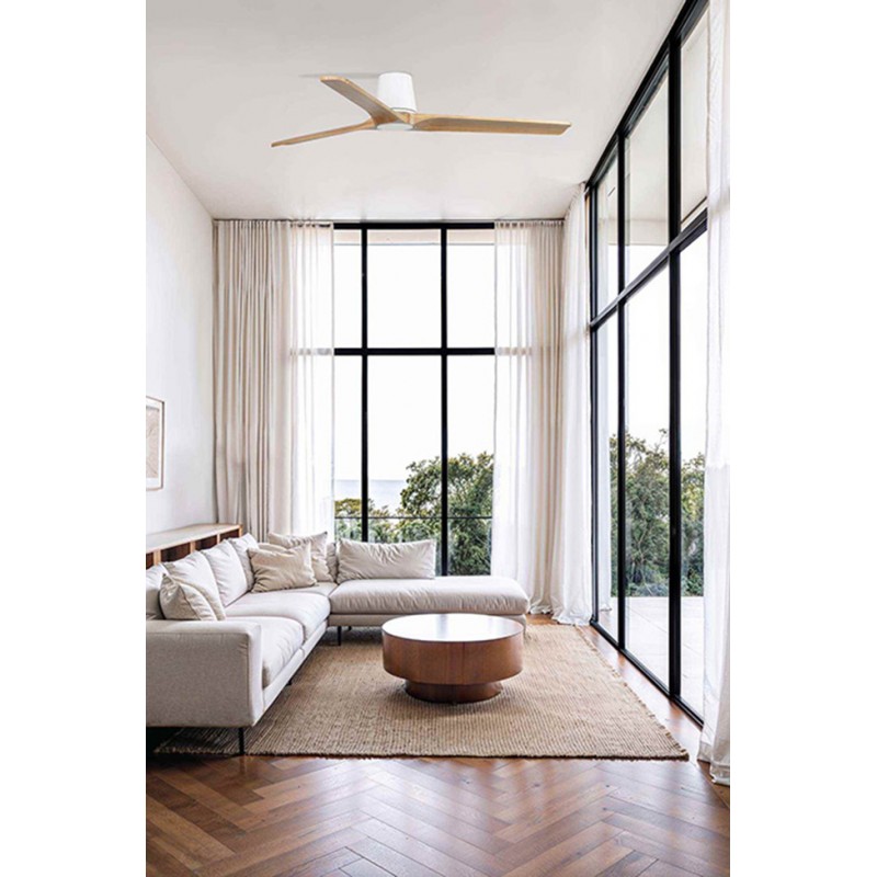 Стельовий вентилятор Faro 33838WT Heywood Tub L 1320 White 3P Wood Light Tuya