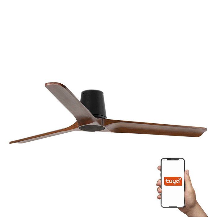 Потолочный вентилятор Faro 33839WT Heywood Tub L 1320 Black 3P Wood Dark Tuya