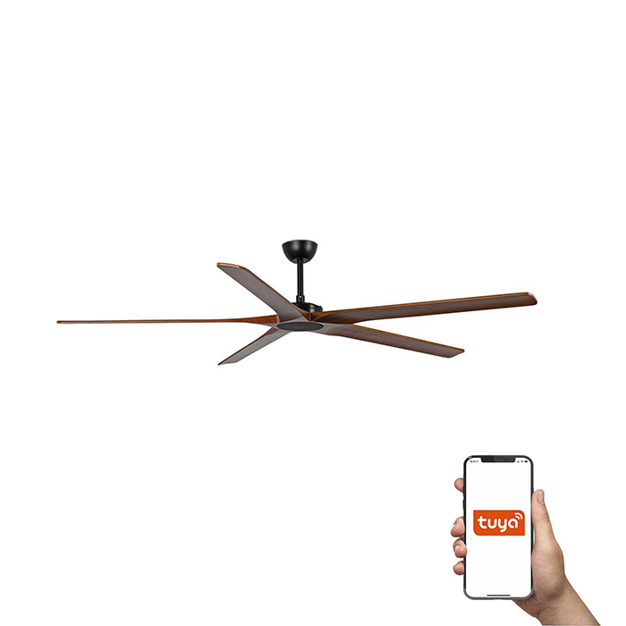 Стельовий вентилятор Faro 34190WT Bigwood 20 XXL 2000mm Black 6P Walnut Dark Tuya