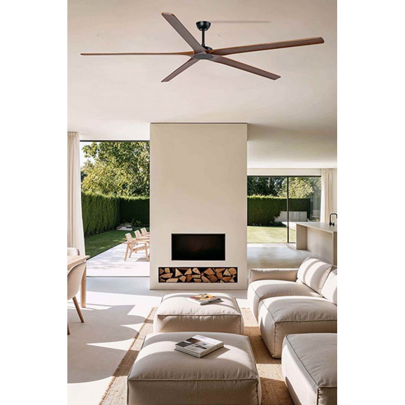 Потолочный вентилятор Faro 34192 Bigwood 24 XXL 2400mm Black 6 Blades Dark Walnut