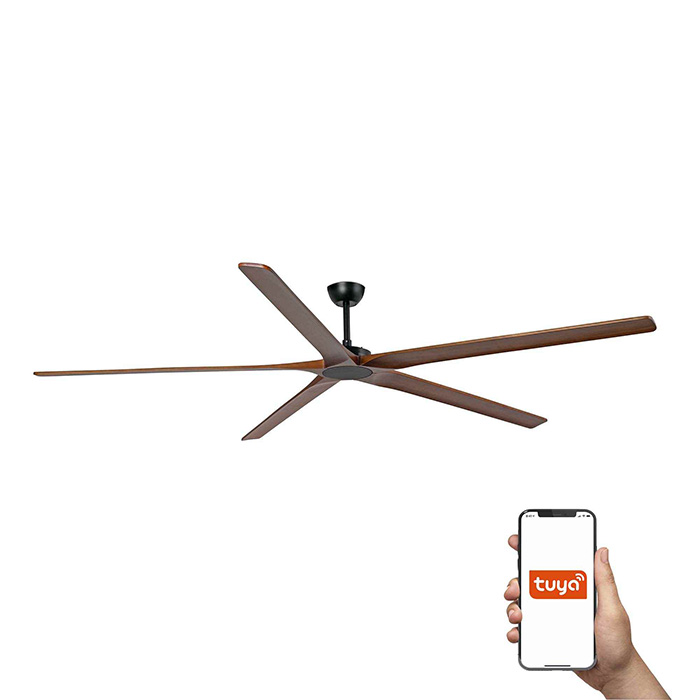 Стельовий вентилятор Faro 34192WT Bigwood 24 XXL 2400mm Black 6P Walnut Dark Tuya