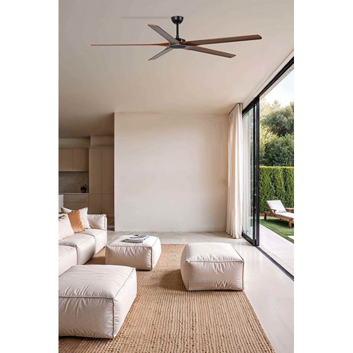 Стельовий вентилятор Faro 34192WT Bigwood 24 XXL 2400mm Black 6P Walnut Dark Tuya Стельовий вентилятор Faro 34192WT Bigwood 24 XXL 2400mm Black 6P Walnut Dark Tuya