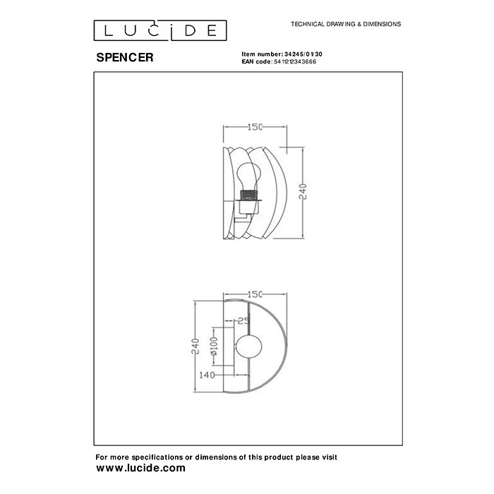 Бра Lucide 34245/01/30 Spencer