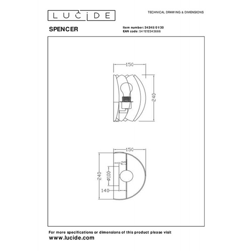 Бра Lucide 34245/01/30 Spencer