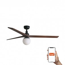 Люстра-вентилятор Faro 34276WT-11L Klim L 1500mm Black 3P Walnut Dark 1xE27 Tuya