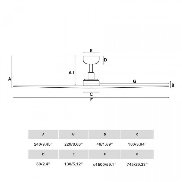 Стельовий вентилятор Faro 34276WT Klim L 1500mm Black 3 Blades Walnut Dark Tuya