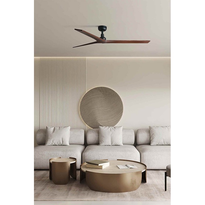 Стельовий вентилятор Faro 34276WT Klim L 1500mm Black 3 Blades Walnut Dark Tuya