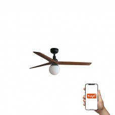 Люстра-вентилятор Faro 34277WT-11L Klim M 1250mm Black 3P Walnut Dark 1xE27 Tuya