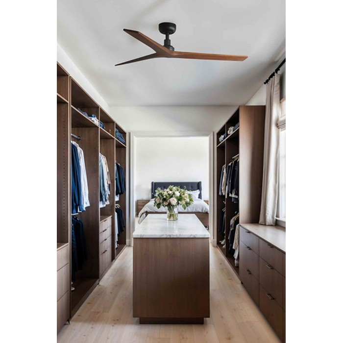 Стельовий вентилятор Faro 34277WT Klim M 1250mm Black 3P Wood Walnut Dark Tuya