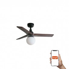 Люстра-вентилятор Faro 34278WT-11L Klim S 925mm Black 3P Walnut Dark 1xE27 Tuya