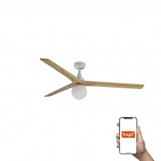 Люстра-вентилятор Faro 34279WT-11L Klim L 1500mm White 3P Oak Light 1xE27 Tuya