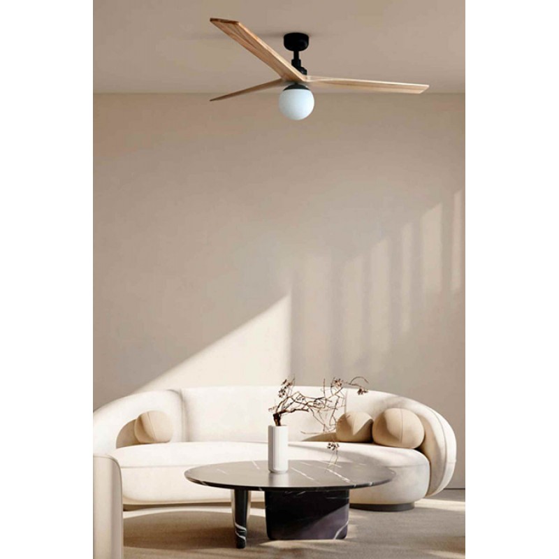 Люстра-вентилятор Faro 34279WW-11L Klim L 1500mm White 3 Blade Oak Light 1xE27 Wiz