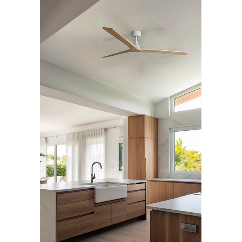 Потолочный вентилятор Faro 34279WT Klim L 1500mm White 3 Blades Oak Light Tuya
