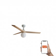 Люстра-вентилятор Faro 34280WT-11L Klim M 1250mm White 3P Oak Light 1xE27 Tuya