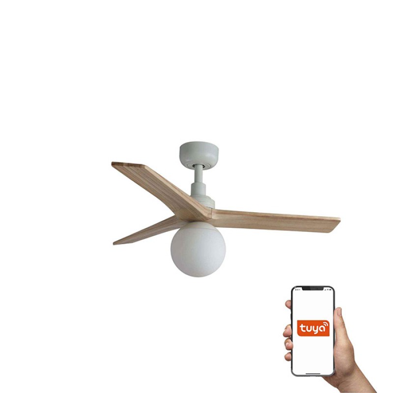 Люстра-вентилятор Faro 34281WT-11L Klim S 925mm White 3P Oak Light 1xE27 Tuya