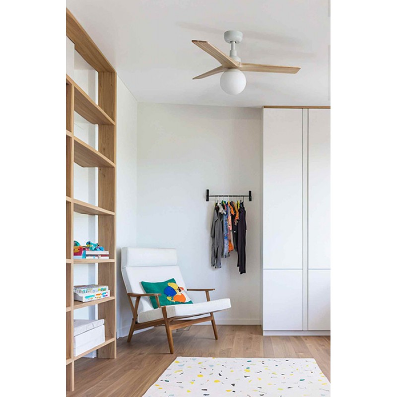 Люстра-вентилятор Faro 34281WT-11L Klim S 925mm White 3P Oak Light 1xE27 Tuya