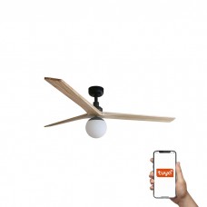 Люстра-вентилятор Faro 34282WT-11L Klim L 1500mm Black 3P Oak Light 1xE27 Tuya