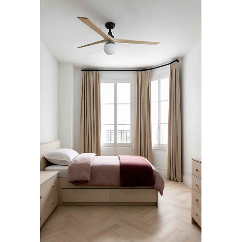 Люстра-вентилятор Faro 34282WT-11L Klim L 1500mm Black 3P Oak Light 1xE27 Tuya