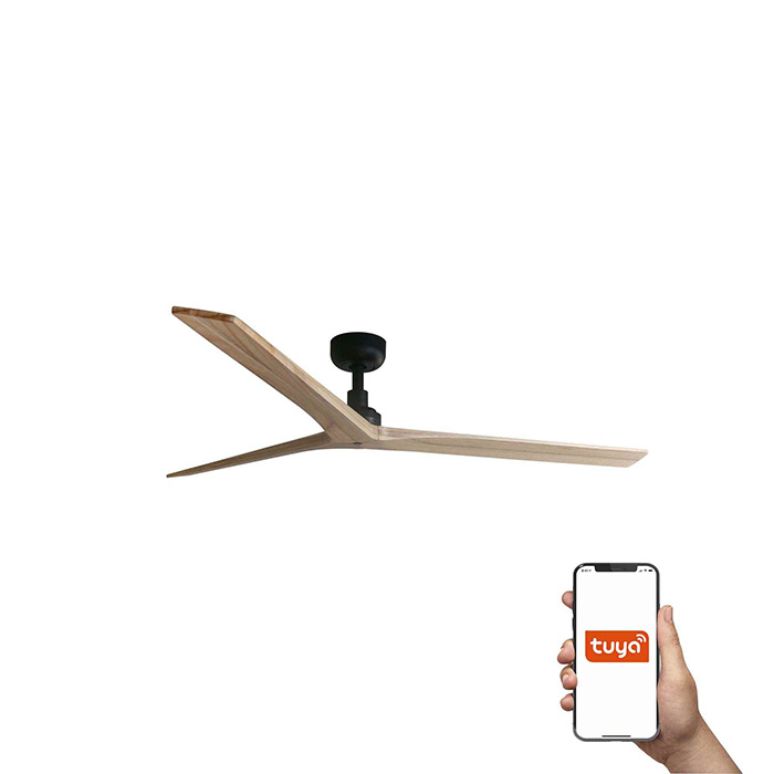 Стельовий вентилятор Faro 34282WT Klim L 1500mm Black 3 Blades Oak Light Tuya
