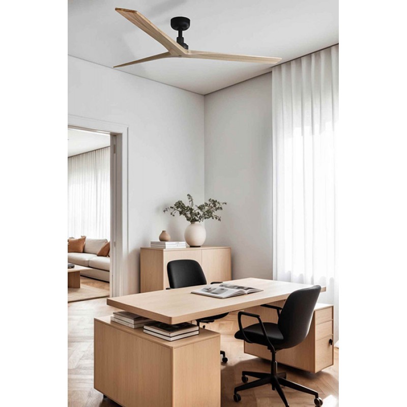 Потолочный вентилятор Faro 34282WT Klim L 1500mm Black 3 Blades Oak Light Tuya