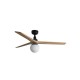 Люстра-вентилятор Faro 34283WW-11L Klim M 1250mm Black 3 Blades Oak Light 1xE27 Wiz