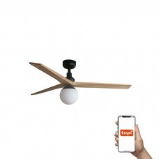 Люстра-вентилятор Faro 34283WT-11L Klim M 1250mm Black 3P Oak Light 1xE27 Tuya
