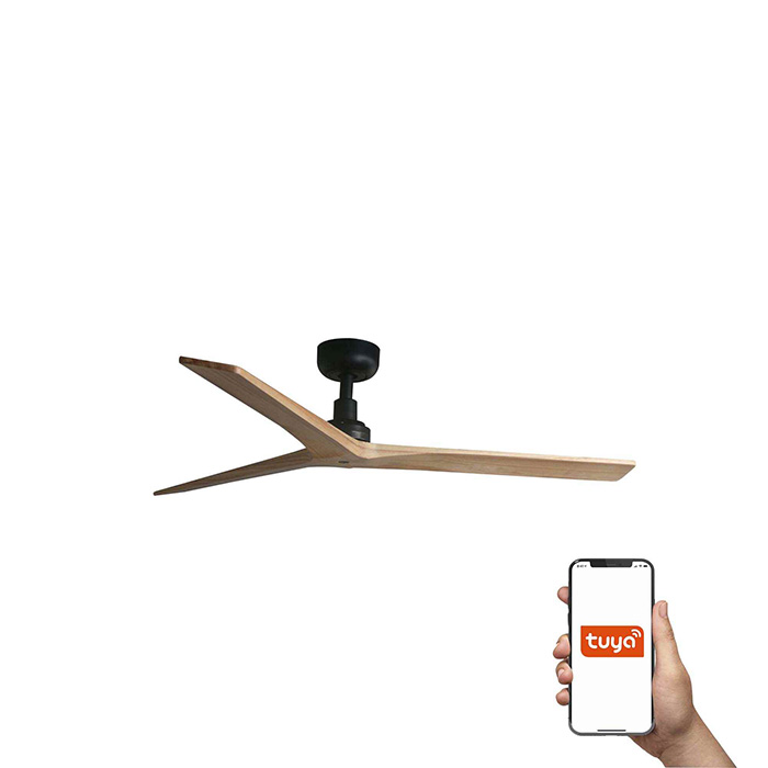 Стельовий вентилятор Faro 34283WT Klim M 1250mm Black 3P Wood Oak Light Tuya