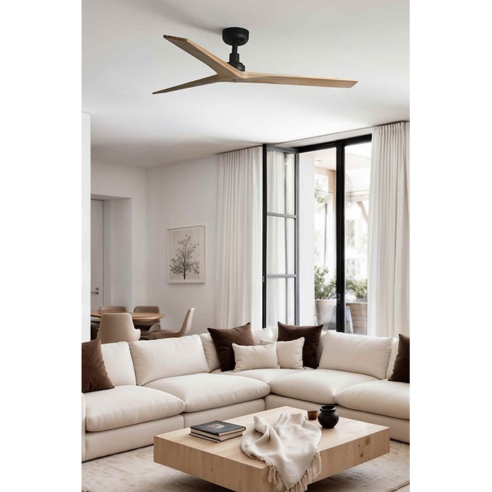 Стельовий вентилятор Faro 34283WT Klim M 1250mm Black 3P Wood Oak Light Tuya